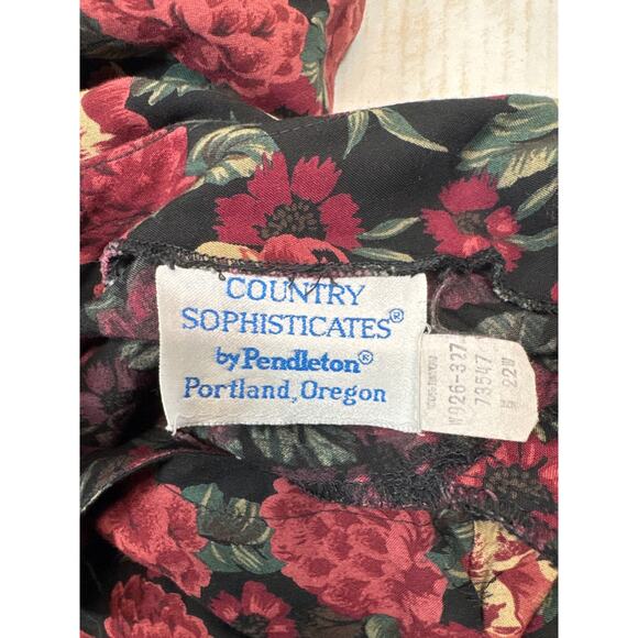 Country Sophisticates Pendleton Top Womens Red Floral VTG Blouse Oregon Size 22 - Picture 4 of 5